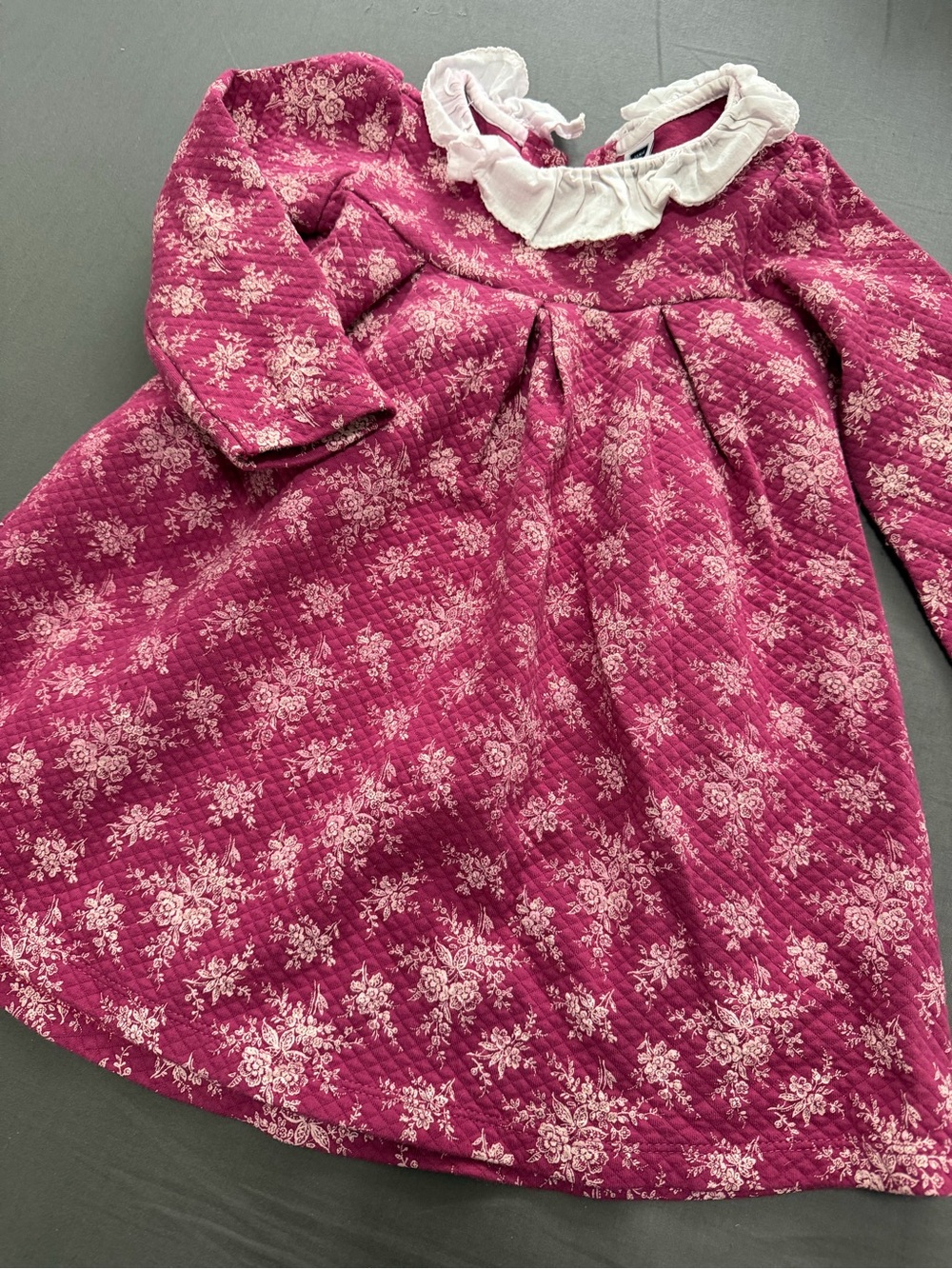Quilted Floral Dress with Ruffled Collar - Size 5T